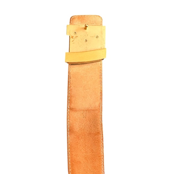 Authentic Louis Vuitton Damier Azur Leather & Gold Buckle Belt 80/32 - Picture 8 of 14